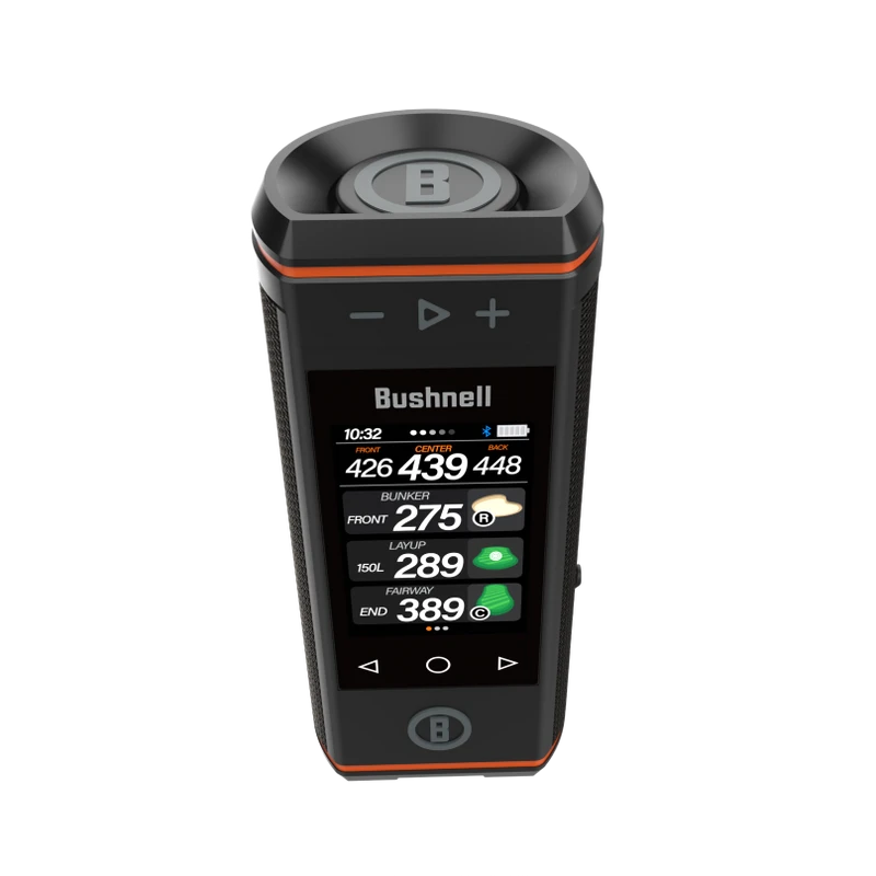Bushnell Golf Wingman HD GPS Speaker with 3.5" Color Touchscreen, 360° Premium Audio, Visual & Audible Distances, Hazard & GreenView, Magnetic Cart Mount
